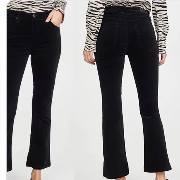 Adriano Goldschmied The Jodi Crop high Rise Slim Flare crop black velvet pants - Picture 13 of 13